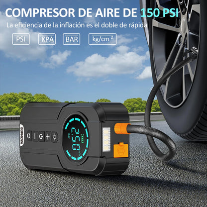 BSMOOM Car Jump Starter Air Compressor With Power Bank 150PSI Air Pump Car Battery Emergency Boosters with LED Light