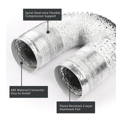 80-200mm Ventilator Pipe Aluminum Air Ventilation Hose Flexible Exhaust Duct for Bathroom Kitchen System Vent Tube Accessories