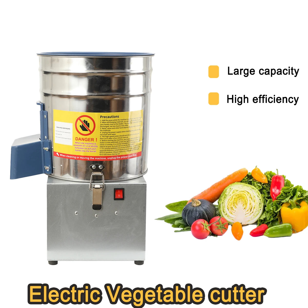 30L Stainless Steel Electric Feed Grinder 550W Vegetable Fruit Shredder 400kg/h for Chickens Ducks Livestock, Side Open Drum 220V Feed Chopper with Copper Motor
