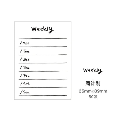 50Sheets Mini Note Book Convenient Memo Pad List Time Sticky Note Schedule Planner Office School Supplies Stationery