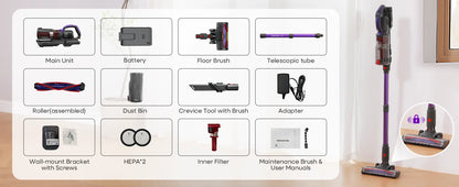 Erabros EV3 Cordless Vacuum Cleaner 500w 60Kpa Suction Power 60mins Cordless Vacuum Handheld Smart Home Dust Mug 3 Suction Model