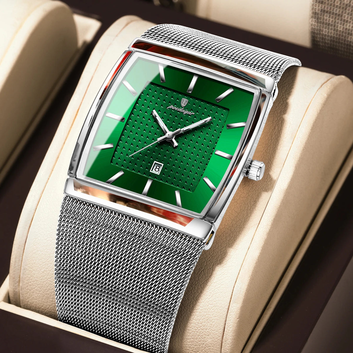 POEDAGAR Top Luxury Men Wristwatch Waterproof Luminous Stainless Steel Mesh Date Man Watch Fashion Business Quartz Men's Watches