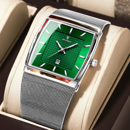 POEDAGAR Top Luxury Men Wristwatch Waterproof Luminous Stainless Steel Mesh Date Man Watch Fashion Business Quartz Men's Watches