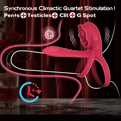 Rose Cock Ring Vibrator G Spot Nipple Clitoral Stimulator Male Penisring Delay Ejaculation Sex Toys for Couple 18+