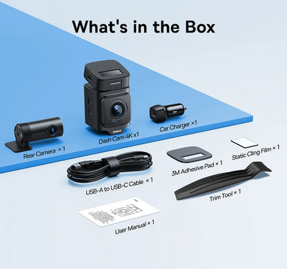 Baseus 4K Dash Cam VD1 Pro Front and Rear UHD Car Camera for SONY Sensor Supercapatior Night Vision WiFi6 DVR Video Recorder
