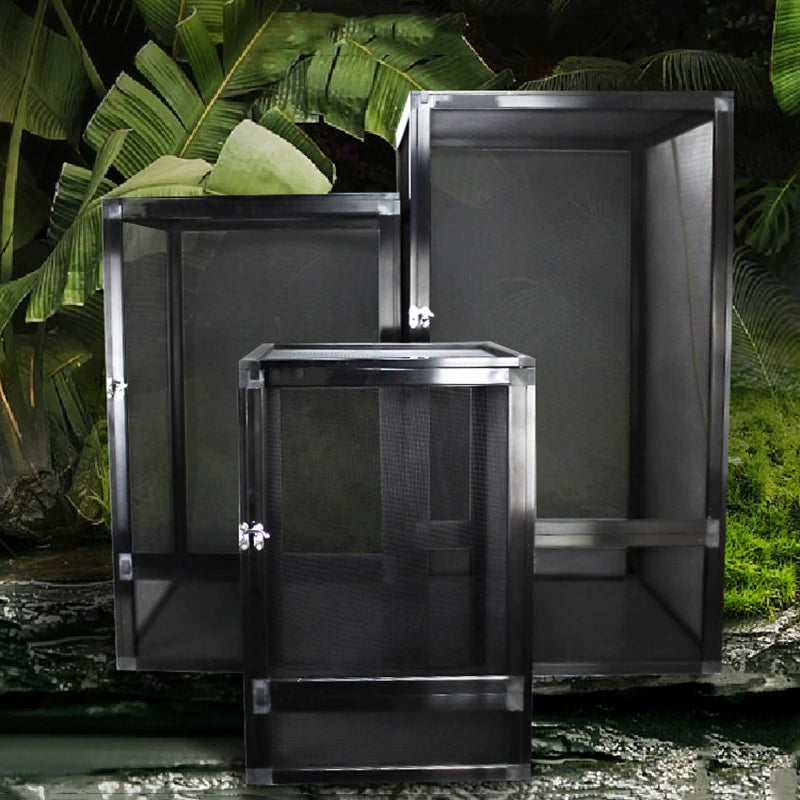 Reptile Terrarium Tall Landscape Ecological Tank Metal Mesh Door Breeding Cage Front Opening Reptile Rainforest Habitats