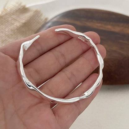 100% Solid 925 Sterling Silver Metal Bracelet for Women Men Vintage Handmade Simple Birthday Gift S-B451