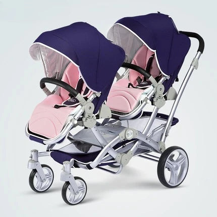 Foldable Twin Baby Stroller,Double Seat Baby Stroller for Two Babies,Shock-absorbing Twin Baby Stroller,Multi-function