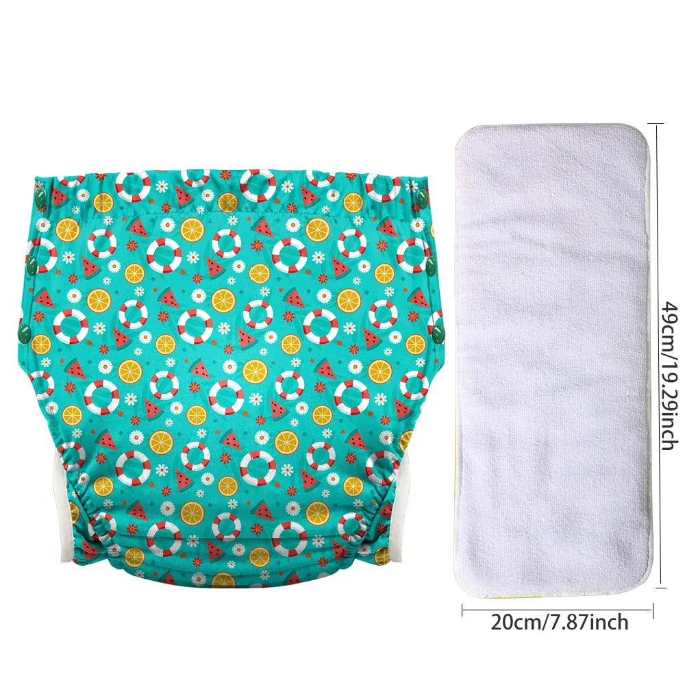 Ice Silk Adult Cloth Disaper Waterproof Old Man's Diaper Pants Reusable Diapers Trouser Pocket Anti-leak Breathable Nappy Pads