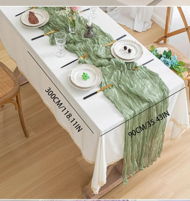 14 Colour Boho Gauze Sheer Cheese Cloth Gauze Table Runner Rustic Cloth Table Runner for Wedding Baby Birthday Party Decorations