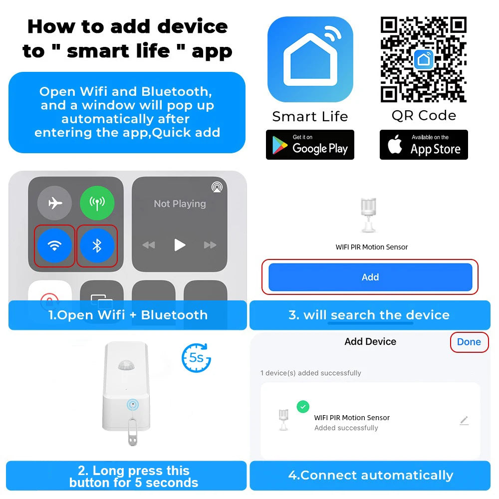 Tuya WiFI Motion Sensor PIR Smart Human Body Home Burglar Sensor APP Remote Control Smart Life For Smart Home Work With Alexa