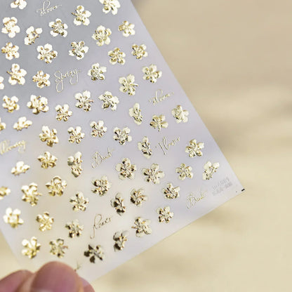 White Flower Petal Cherry Blossom Peach Blossom Falling Petal Floral Gradient 5D Self Adhesive Nail Art Sticker Manicure Decals