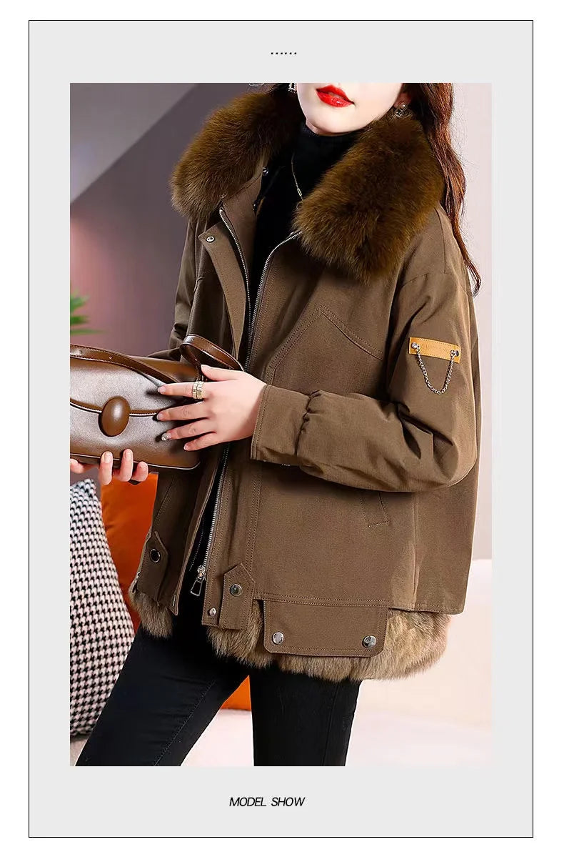 Upgraded 2023 Autumn/Winter omen's Pi vercomes Warm tras Coat Natural Fox Hair Fashion Wool Coat Temperament Slimming Inner Tank