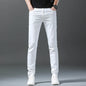 2026 Spring New Men Slim Jeans 98% Cotton White Stretch Straight Casual Fashion Pencil Pants High Quality Trousers Male Clothes