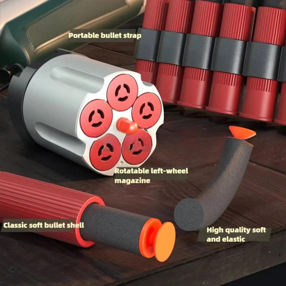 Revolver Toy Guns Shell Throwing Soft Bullet Launcher Outdoor CS Shotgun Shooting Game Model Toy for Children Kids Christmas