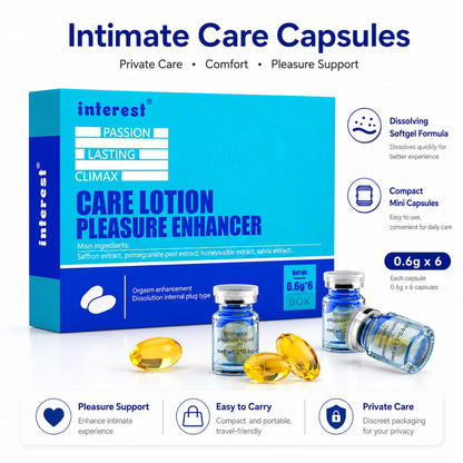 Mini Intimate Pleasure Support Capsules for Women, 6pcs Dissolving Softgel Care Lotion for Lubrication, Sensitivity & Comfort
