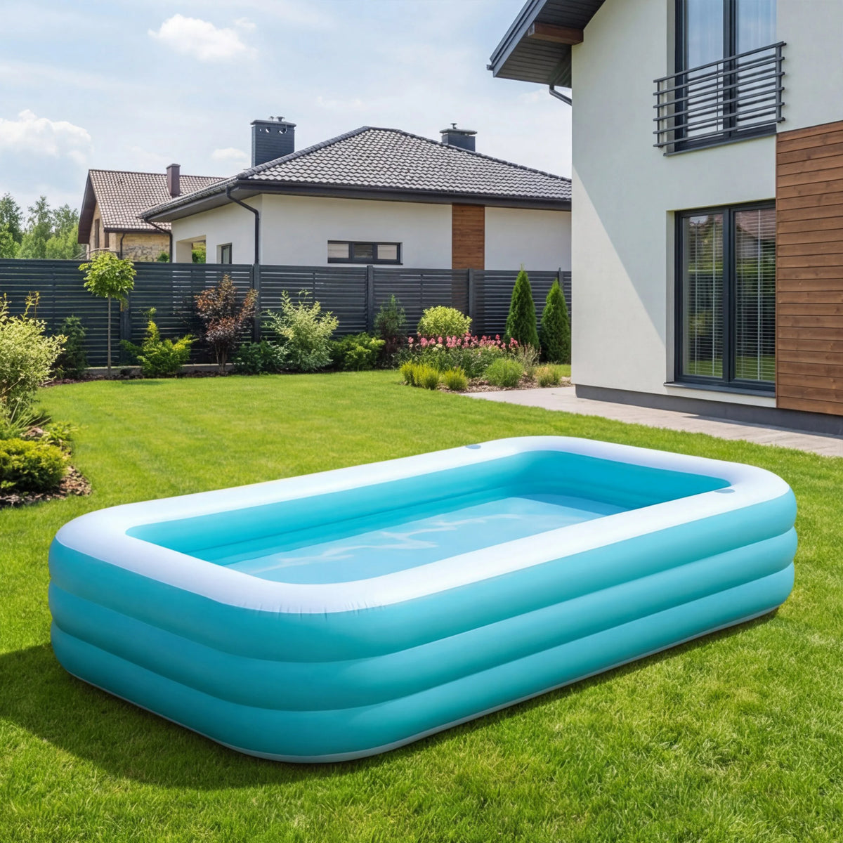 Sloosh 130 x 72 x 22 inches Inflatable pool for adults with seats durable and thick above ground for backyard garden lawn party