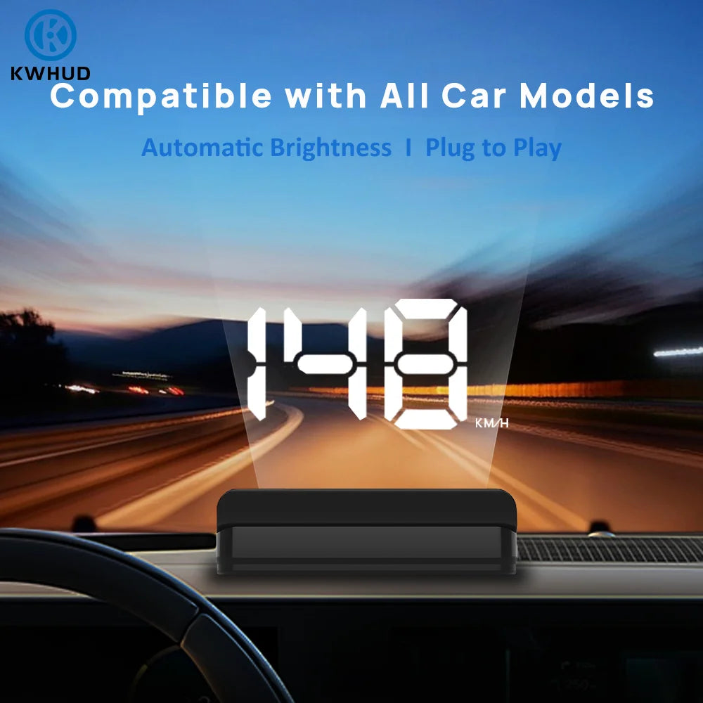 KWHUD HUD Head-up Display Car GPS Digital Speedometer Universal Speed Windshield Projector Plug&Play Auto Electronic Devices