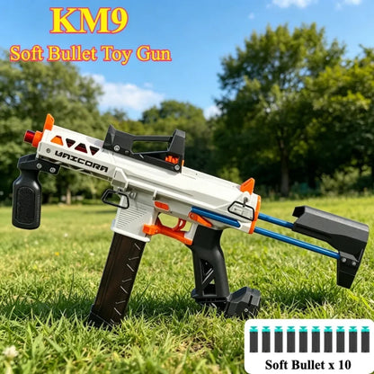 KM9 Unicorn Nylon Soft Powder Launcher Handheld Adult Soft Powder Gun Toy Model Birthday Holiday Gift