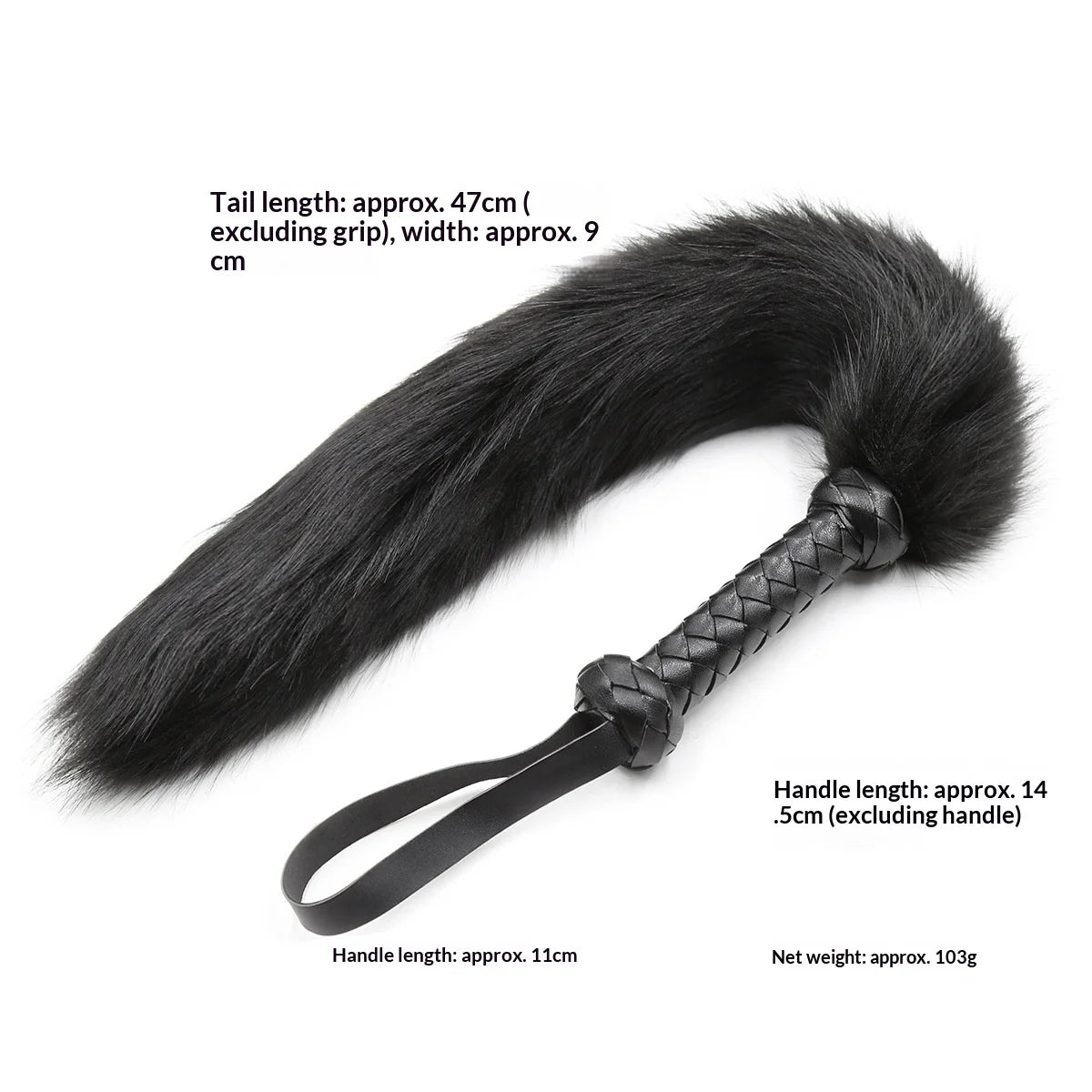 BDSM Faux Fox Tail Whip with Handle, Cosplay Tail Flogger, Bondage Paddle, Pet Play Roleplay, Fetish Costume Accessory, SM Adult