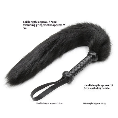 BDSM Faux Fox Tail Whip with Handle, Cosplay Tail Flogger, Bondage Paddle, Pet Play Roleplay, Fetish Costume Accessory, SM Adult