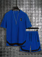New European & American Style Men's Summer Loose-Fit Set Men's Crew Neck Short-Sleeve Top & Athletic Casual Shorts Two-Piece Set