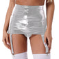 Women's Garter Straps Pencil Skirts Patent Leather Wet Look Garter Belt Short Mini Skirts with Buckle Clips Sexy Clubwear Party