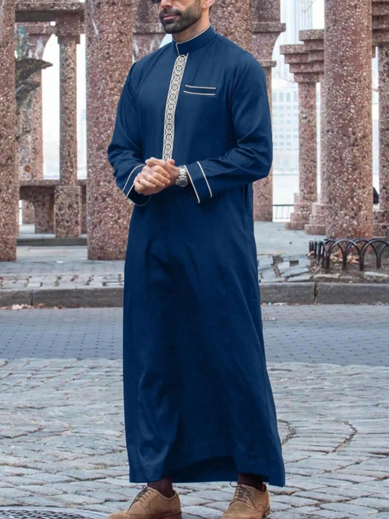 Dishdasha Muslim Men Long Robe Jubba Thobe Abaya Embroidery Kimono Islamic Dubai Saudi Abayas Prayer Kaftan Ramadan Morocco 2025