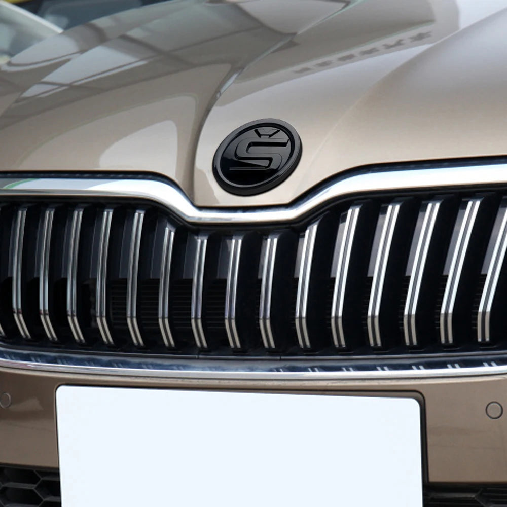 80/90/100mm Car Front Grille Hood Emblem Rear Trunk Badge Sticker For Skoda S Logo Octavia Fabia Superb Kamiq Kodiaq VRS Rapid