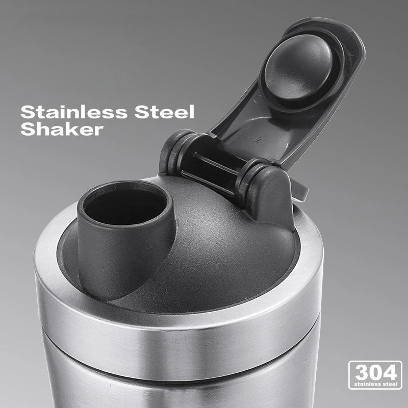 New Stainless Steel Cup Mixer Whey Protein Powder Sports Shaker Water Bottle Detachable Single Layer Outdoor Drink Kettle