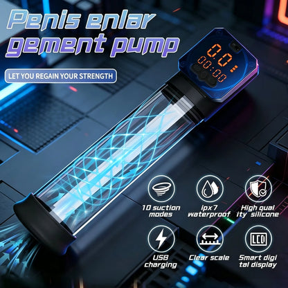 Electric Penis Pump for Man Automatic Vacuum Sucking Vibrator Enlarge IPX7 Waterproof 5 Suction 6 Training Modes Adult Sex Toys