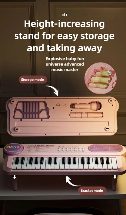 Kids Electric Piano 37 Baby Keyboard with Microphone Singing Songs Development Educational Toy Musical Instrument Games Children