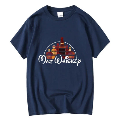 Summer Men T-shirt Cotton Blend Funny Malt Whiskey Print Summer Loose O-neck Cool T Shirt for Men Short Sleeve T-shirt Male Tee