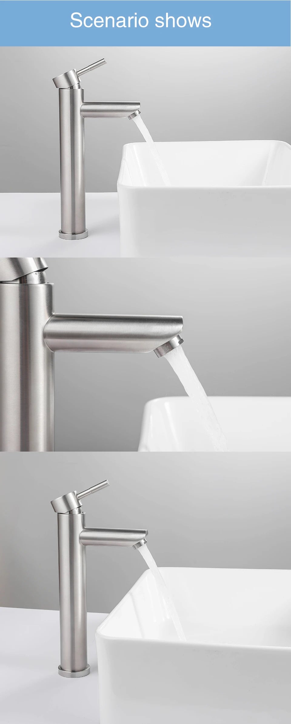 ULA G1/2 Basin Faucet Waterfall Bathroom Sink Faucet Hot Cold Water Mixer Tap Deck Mounted Bathroom Tap Crane Washbasin Tap