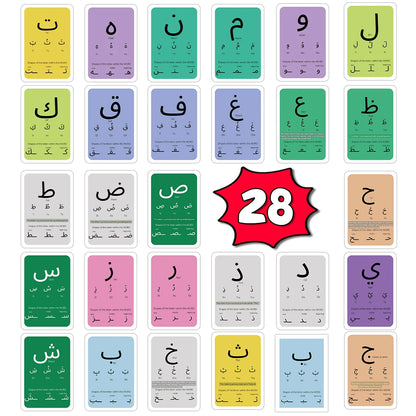28pcs Arabic Alphabet Flash Cards For Beginner Of Arabic, Letter Training Early Education Homeschool Learning, Arabic Teacher