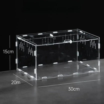 New Acrylic Reptile Habitat Anti-Escape Clear Spider Feeding Case Multiple Size Arboreal Small Pet Cage for Chameleon Clear