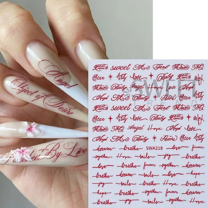 4pcs English Letter Nail Stickers Gothic Style Y2K Cool Design Roman Letter Alphabet Adhesive Nail Decal DIY Manicure Decoration