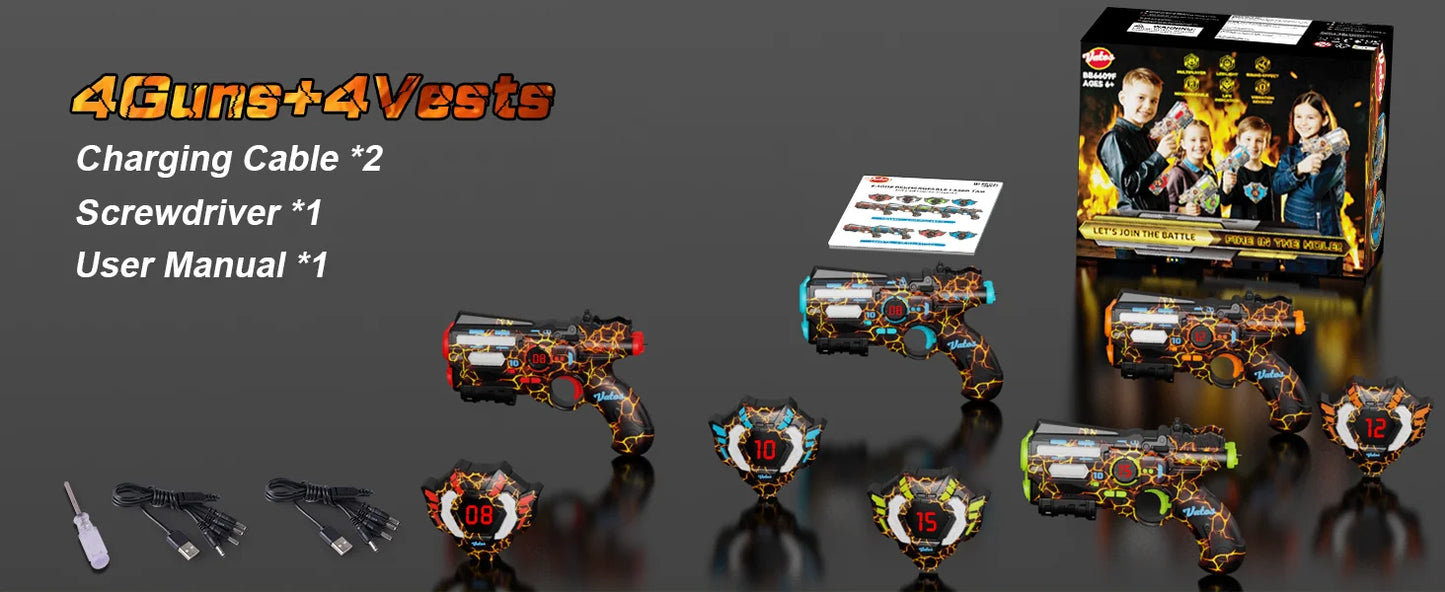 VATOS Team Battle Game Christmas Gift Infrared Laser Tag Guns Set Toy Rechargeable 2.4GHz Sync Machine Gun For Kids Boys Outdoor