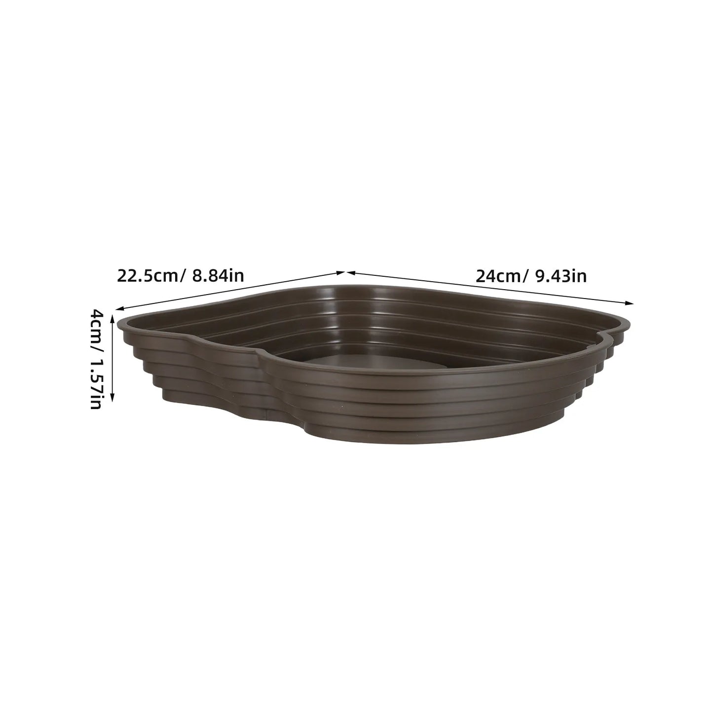 Reptile Bathing Pool Turtle Feeding Dish 9.45in Dark Brown Plastic Splashproof Reptile Water Tray Feeder Bowl for Bearded Dragon
