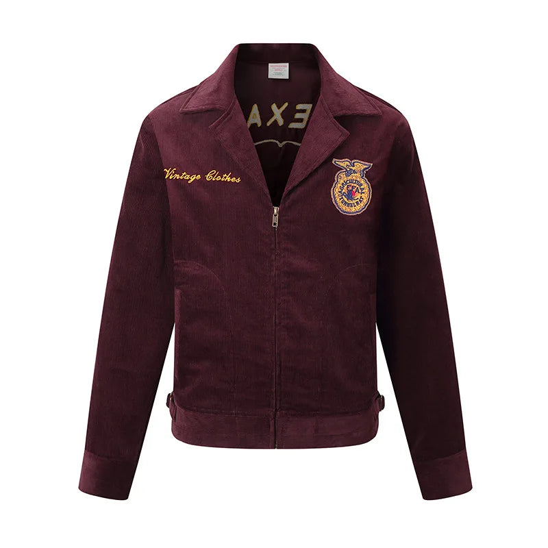 2026 Spring/Summer American Retro Workwear Long-Sleeved Farmer's Coop Jacket for Male Youth - High-end Trendy Corduroy Coat