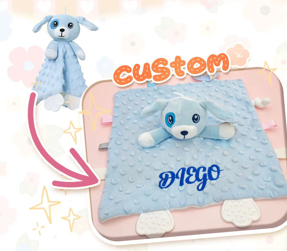 Custom Name Baby Blanket Personalized Baby Shower Gift Soft Minky Dot 2-in-1 Blanket & Lovey Set for Boys Girls