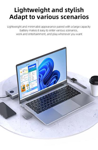 Xiaman 14.1 Inch HD Display Laptop Computer Windows 11 Pro Intel Atom A3950 Laptops Lightweight Notebook PC Office Study Computer