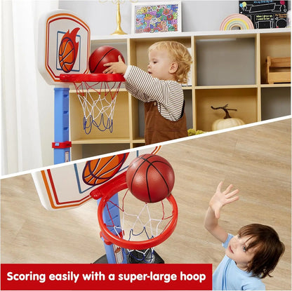 JOYFY Toddler Basketball Arcade Game Set Adjustable Basketball Goal with 4 Balls for Kids IChristmas Birthday Gift