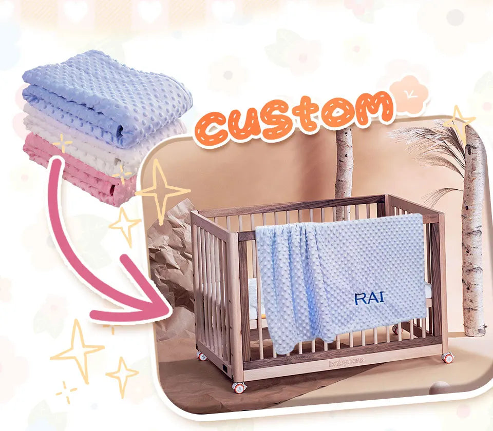 Custom Name Baby Blanket Personalized Baby Shower Gift Soft Minky Dot 2-in-1 Blanket & Lovey Set for Boys Girls