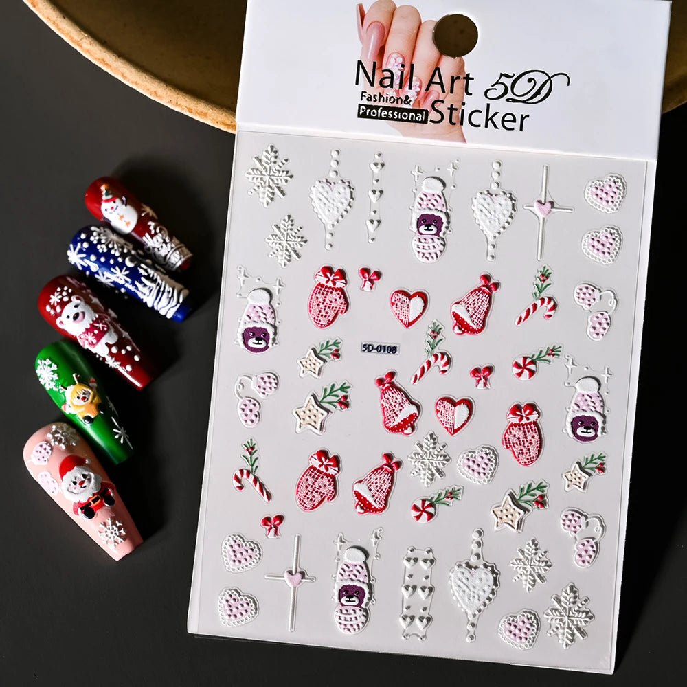 Winter Christmas Atmosphere Nail Stickers Snowman Snowflake Wapiti Self-adhesive High Quality Cute Nail Stickers Nail Art Deco