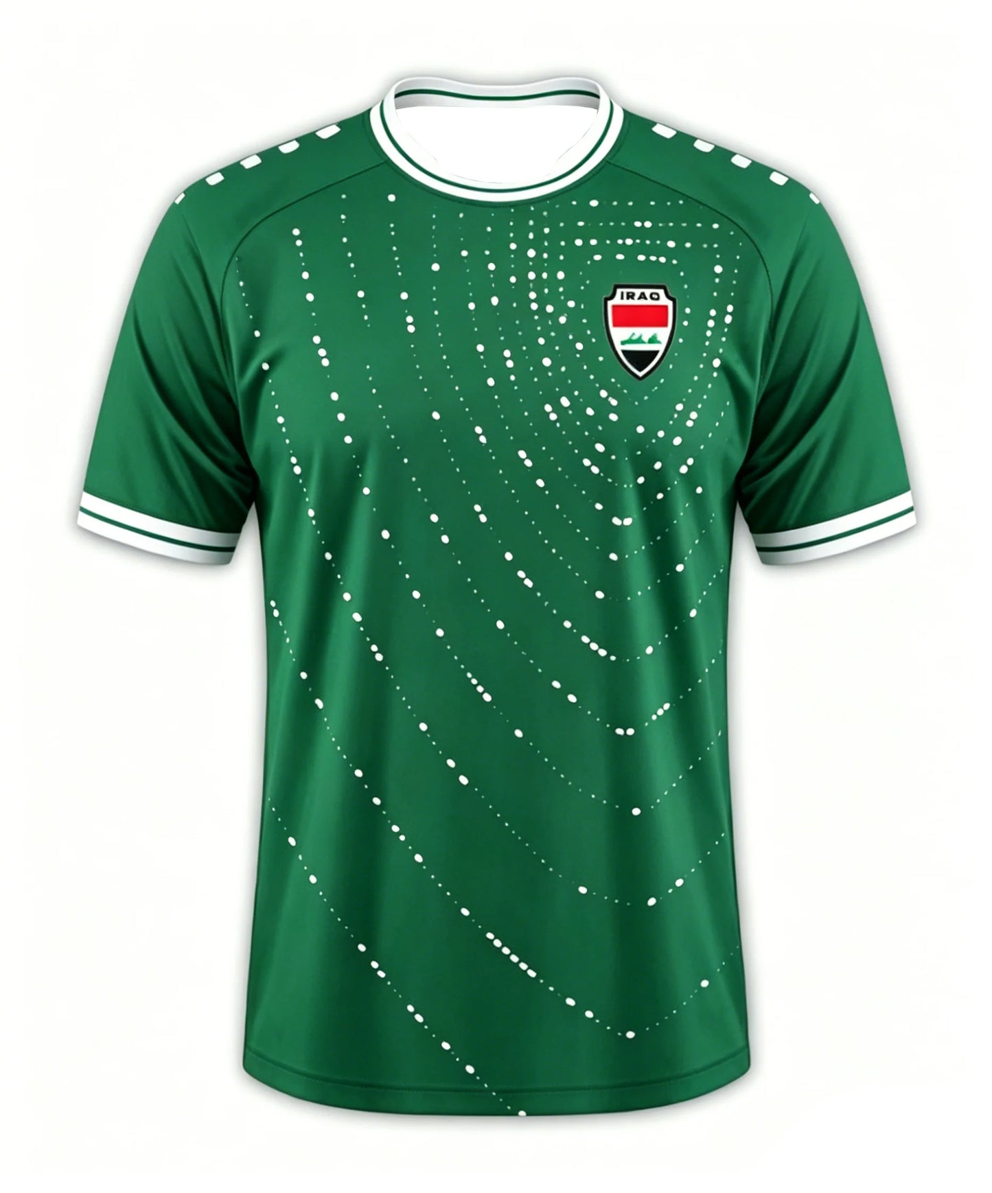 2026 Iraq Style Football Jersey Quick Dry Breathable Green White Fans Casual Outdoor Sports Streetwear T-shirt