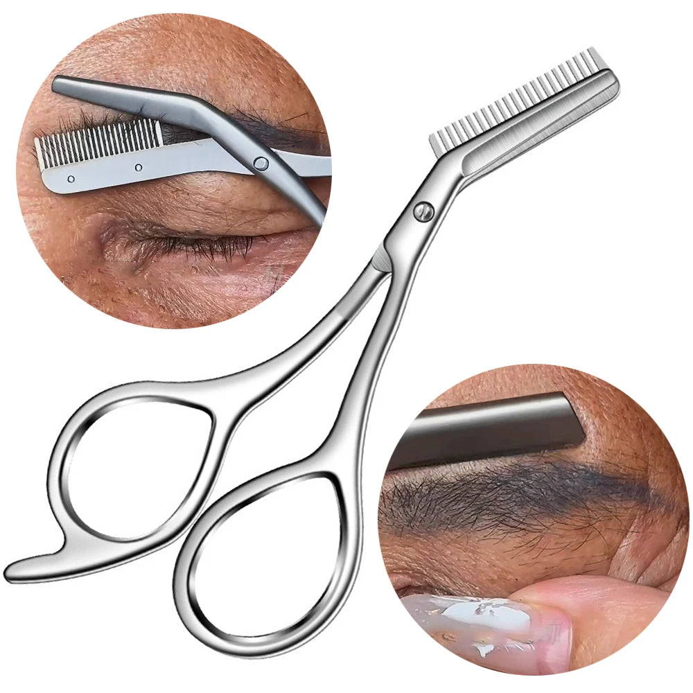 1Pc Stainless Steel Eyebrow Trimmer Scissors Precision Grooming Tool for Men & Women Effortless Knife Hair Removal Shaver Tool