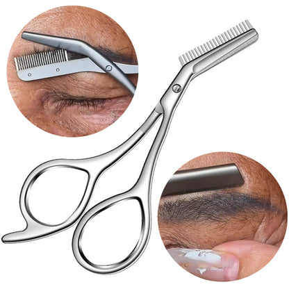 1Pc Stainless Steel Eyebrow Trimmer Scissors Precision Grooming Tool for Men & Women Effortless Knife Hair Removal Shaver Tool