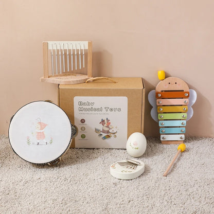 Montessori Kids Musical Toys Wooden Educational Instruments Baby Percussion Instruments Music Station Newborn Birthday Gift