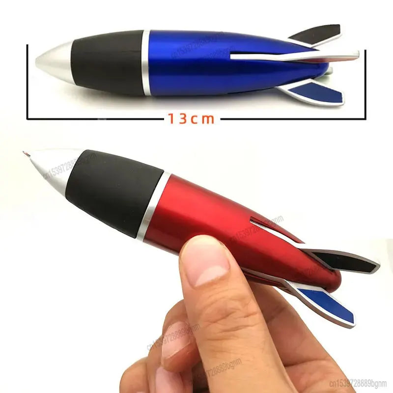 4in1 Color Retractable Rocket Ballpoint Pen 1.0mm Bullet Tip Office School Writing Signature Ball Pens Stationery Black Blue Red